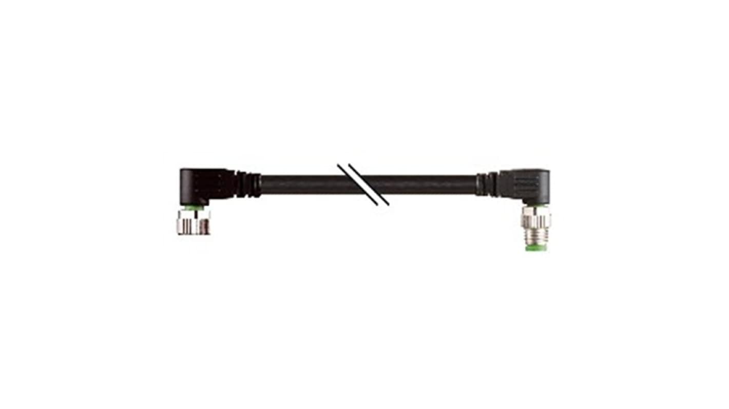 B&R Right Angle Male 4 way M8 to Right Angle Female 4 way M8 Actuator/Sensor Cable, 10m