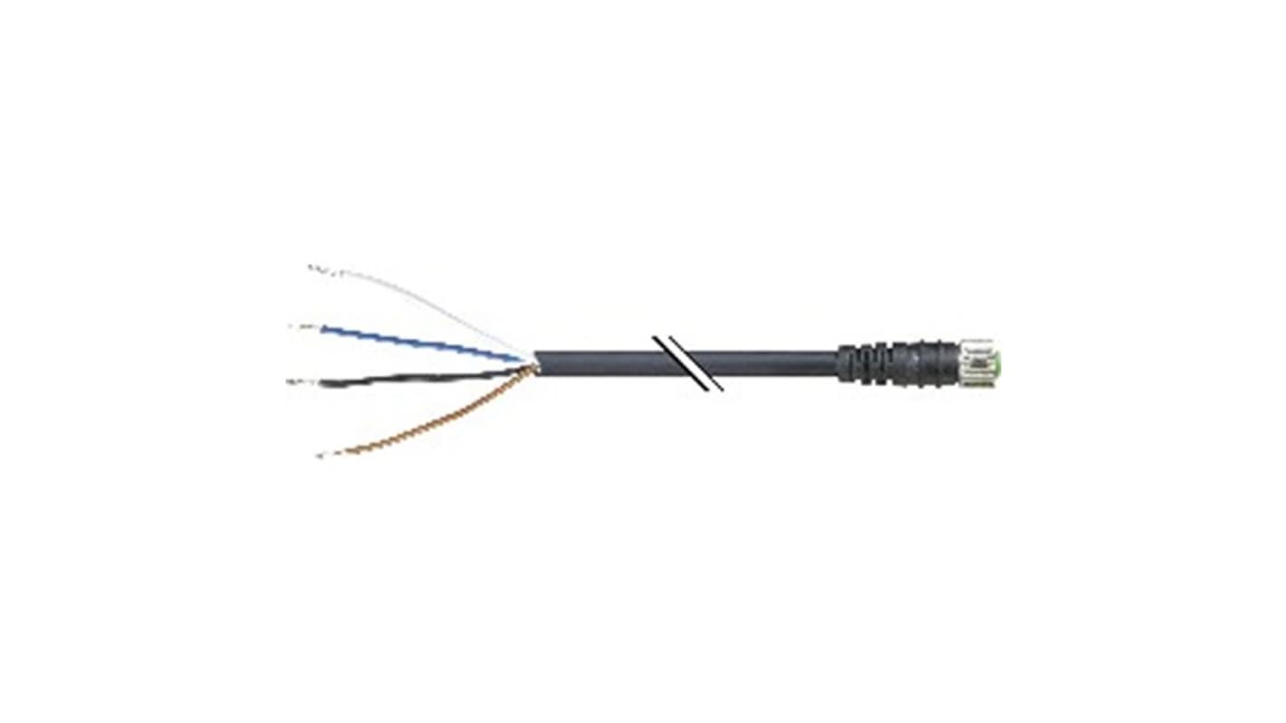 B&R Right Angle Female 4 way M8 to Unterminated Actuator/Sensor Cable, 20m
