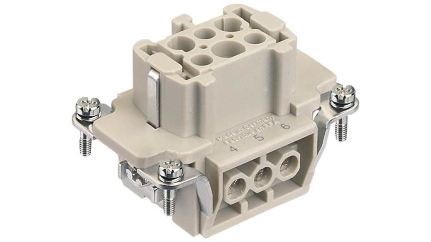 HARTING Heavy Duty Power Connector Insert, 16A, Female, Han E Series, 6 Contacts
