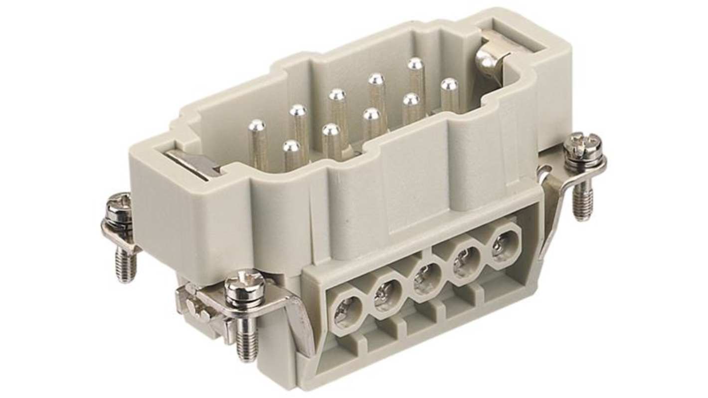 HARTING Heavy Duty Power Connector Insert, 16A, Male, Han E Series, 10 Contacts