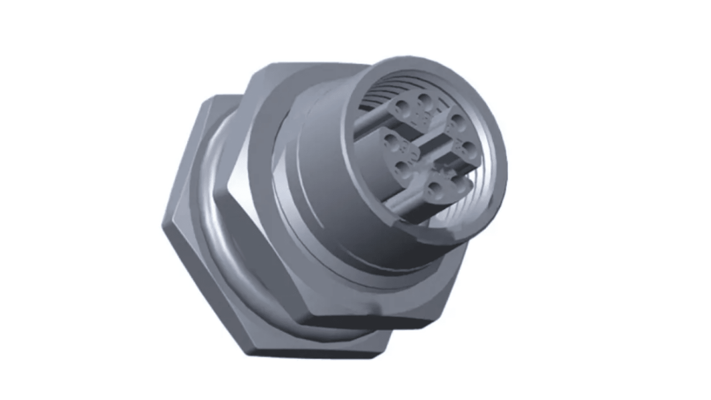 Amphenol Industrial Industrial Circular Connectors, 8 Contacts, Panel Mount, M12 Connector, Socket, Female, IP67, M