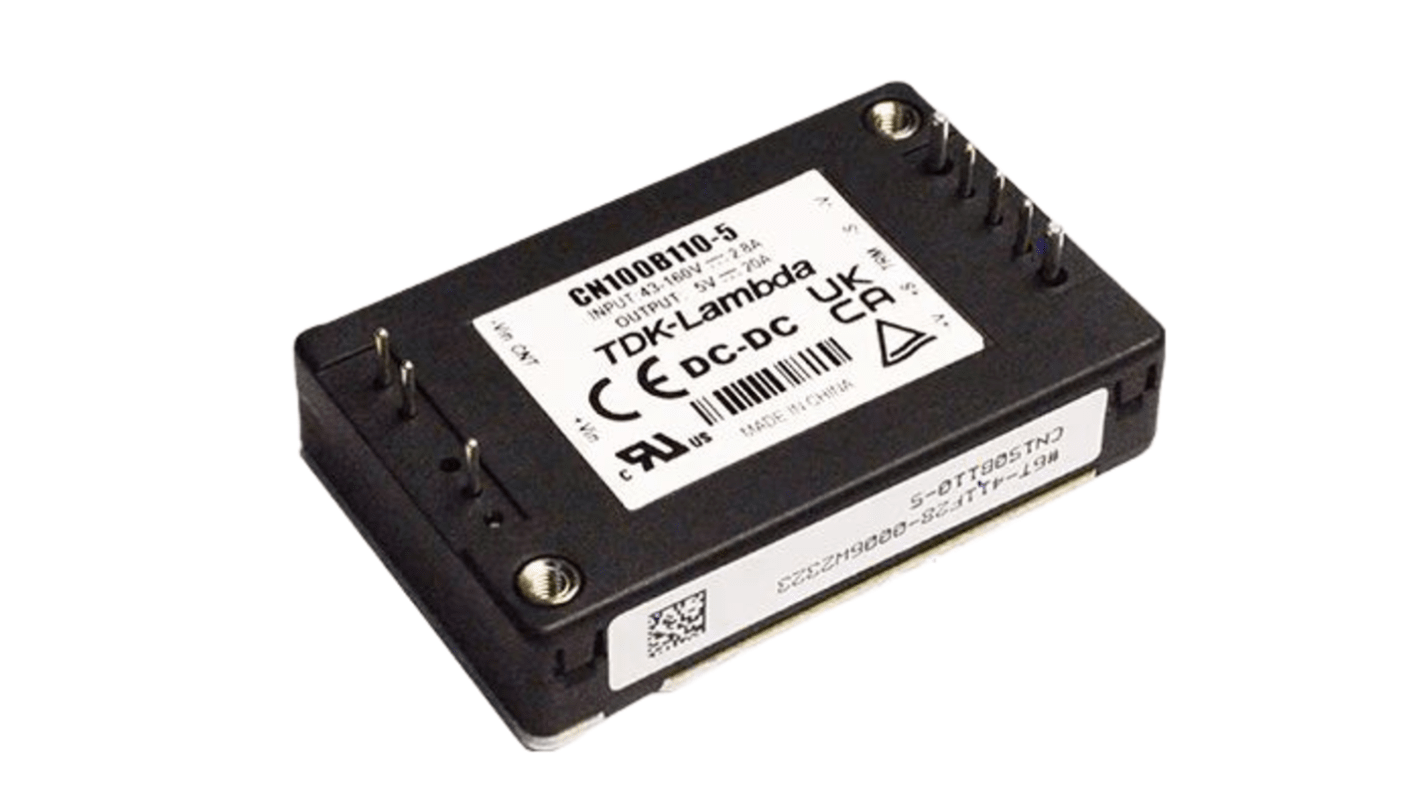 TDK-Lambda CN B110 DC-DC Converter, 48V dc/ 1.1A Output, 43 To 160 V dc Input, 52.8W, Through Hole, +100°C Max Temp