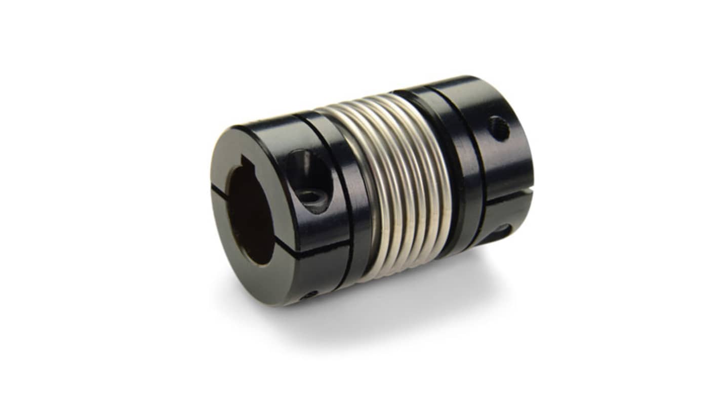 Ruland Bellows Coupling, 41.3mm Outside Diameter, 12 mm, 13 mm Bore, 58.8mm Length Flexible Coupling