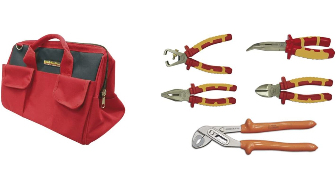Ega-Master 5 Piece Electrician Set Tool Kit with Bag, VDE Approved