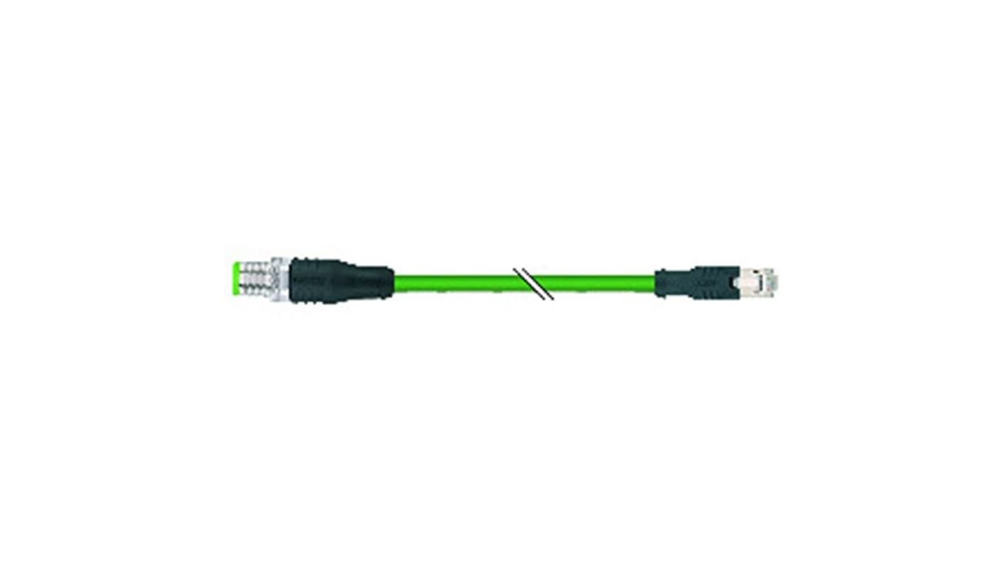 B&R Straight Male 4 way RJ45 to Straight Male 4 way M12 Cable, 20m