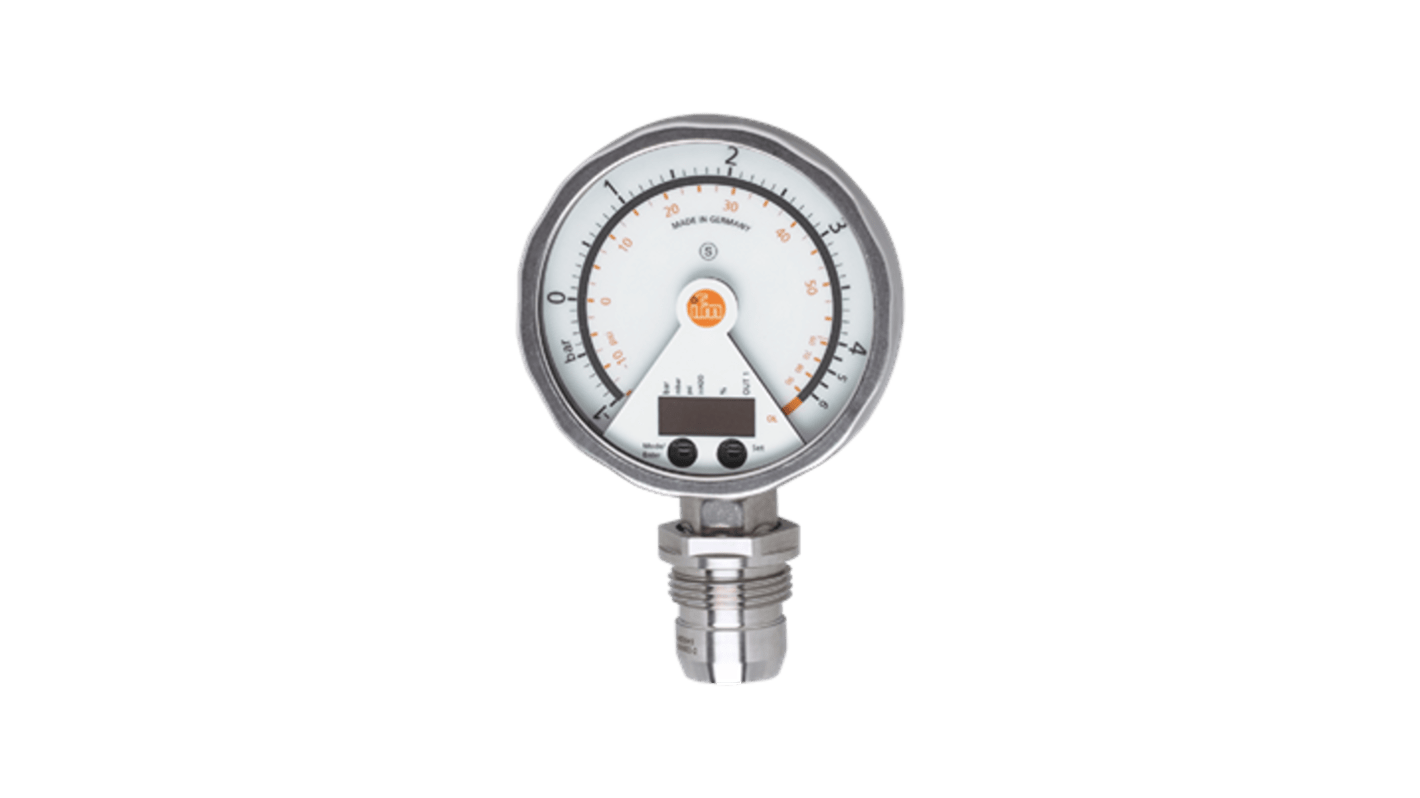 ifm electronic PG Series Pressure Sensor, -1bar Min, 4bar Max, Analogue Output, Relative, Vaccum Reading