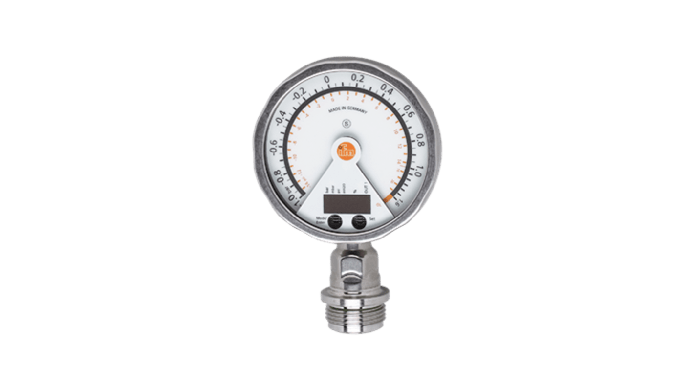 ifm electronic PG Series Pressure Sensor, -1bar Min, 1bar Max, Analogue Output, Relative, Vaccum Reading