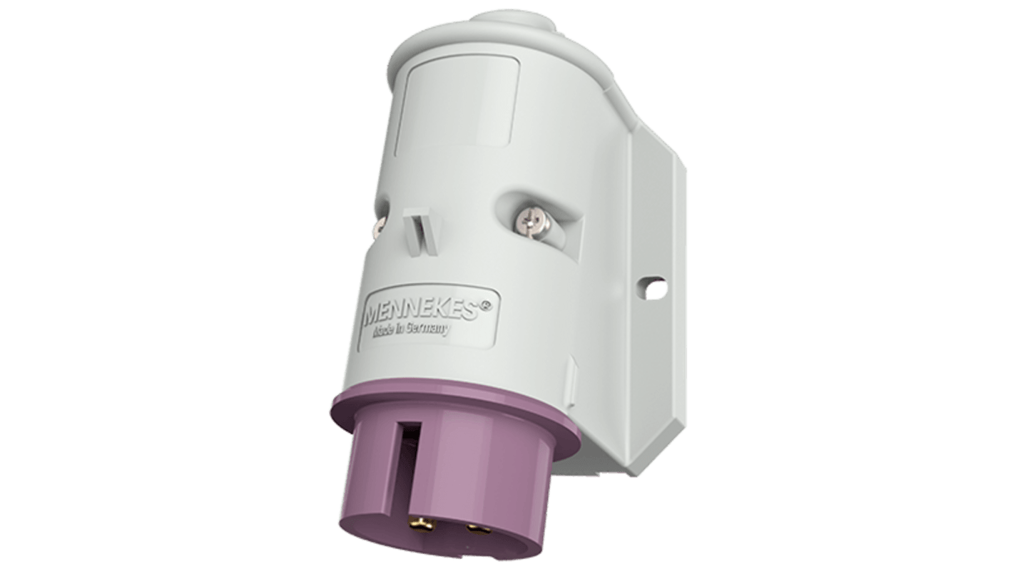 MENNEKES, 1955 IP44 White Wall Mount 2P Industrial Power, Rated At 16A, 20 → 25 V
