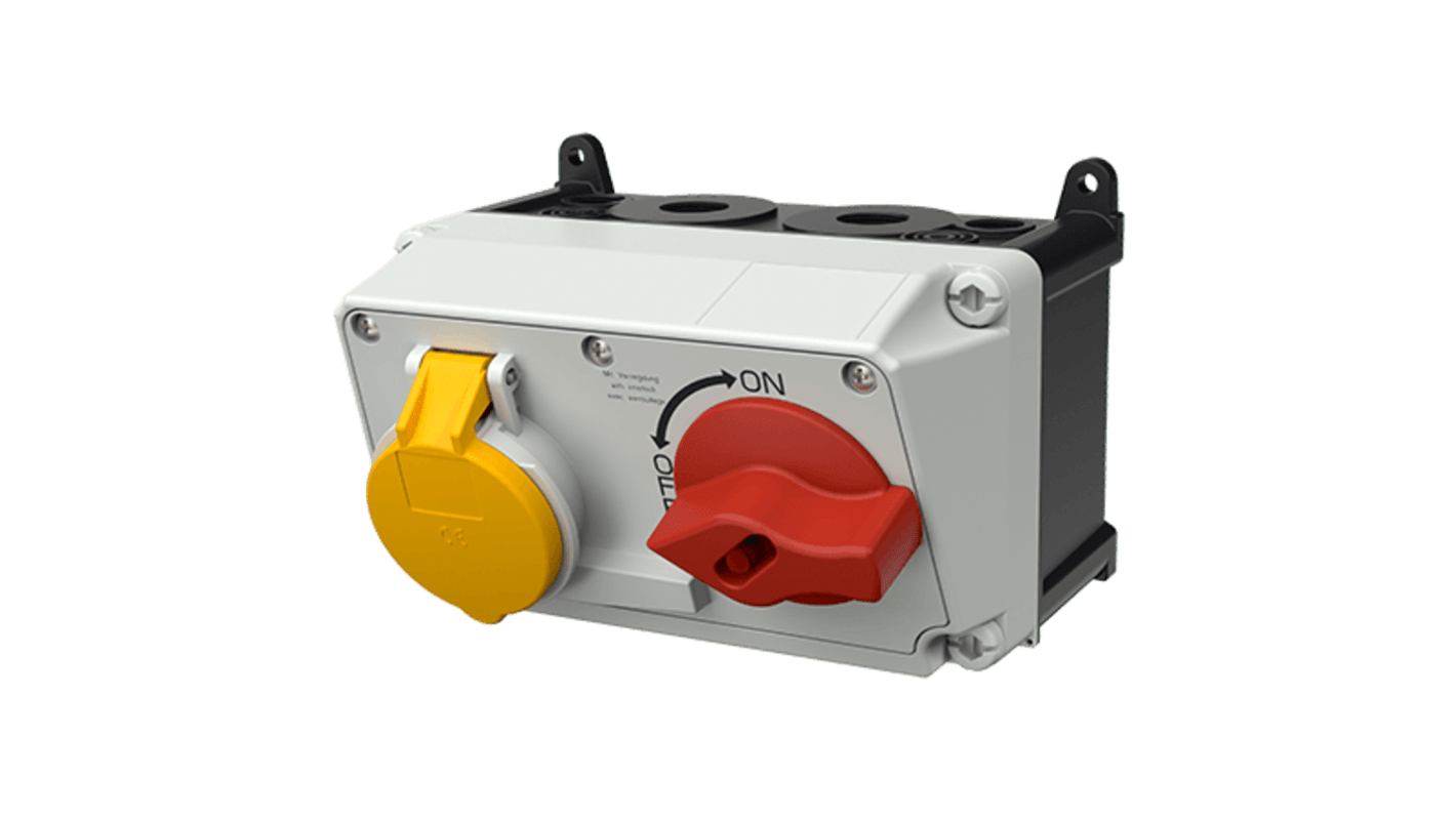 MENNEKES Switchable IP44 Industrial Interlock 3P, Earthing Position 4h, 16A, 110 V