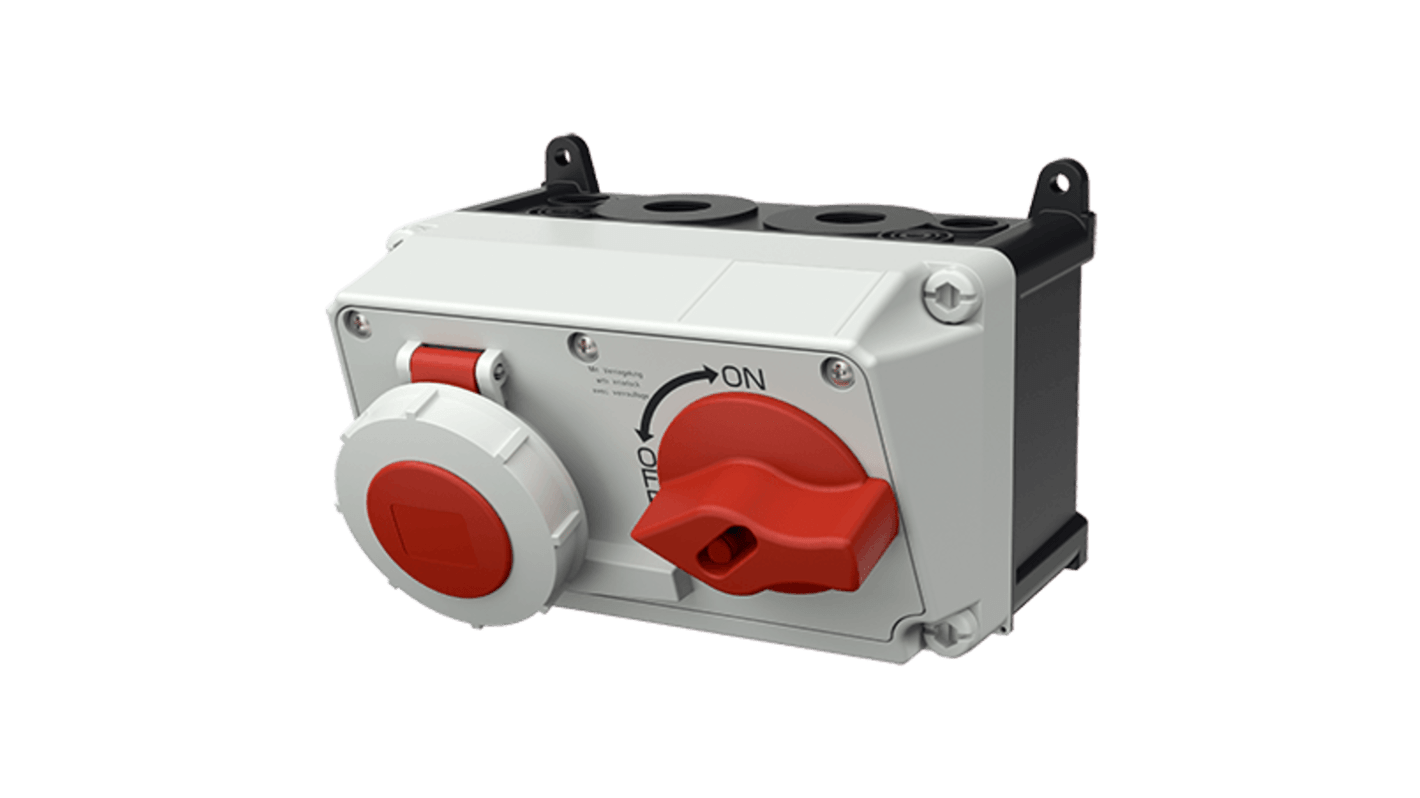 MENNEKES Switchable IP67 Industrial Interlock 4P, Earthing Position 6h, 16A, 400 V