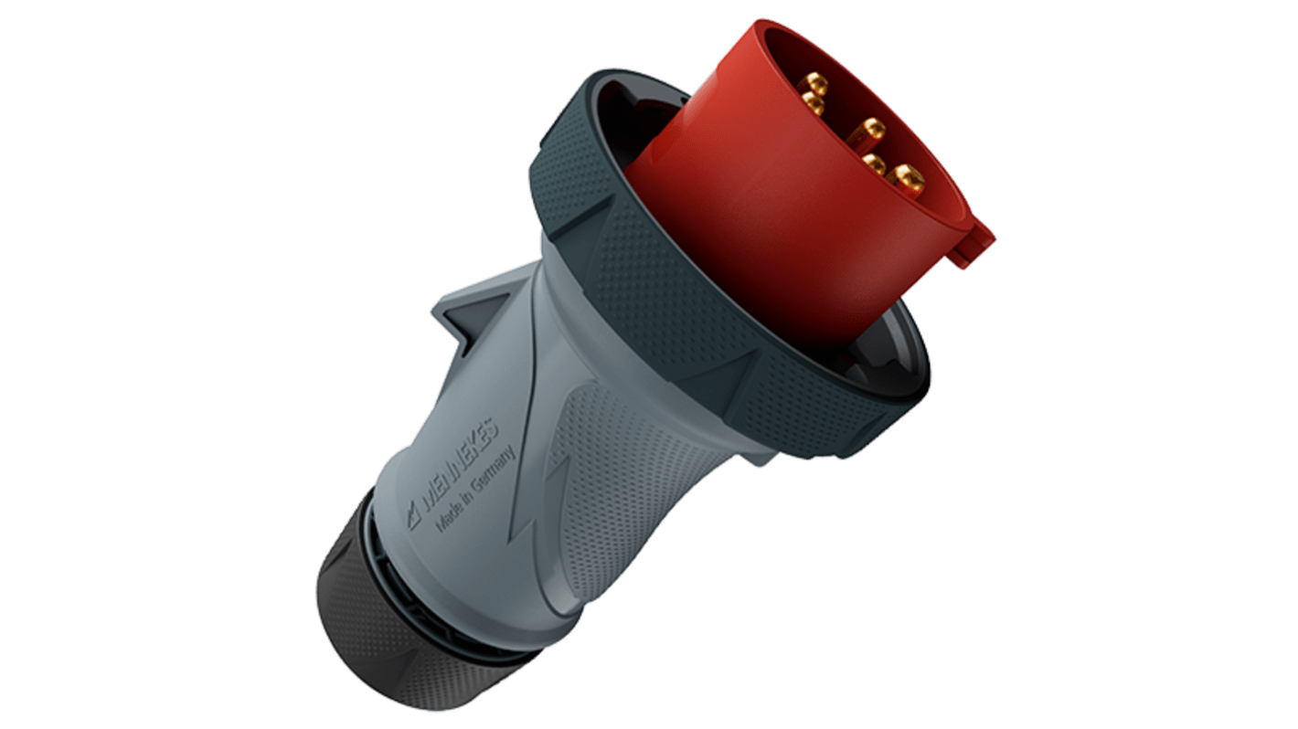 MENNEKES, 136 IP67, IP69 Grey, Red 5P Industrial Power Plug, Rated At 32A, 400 V No
