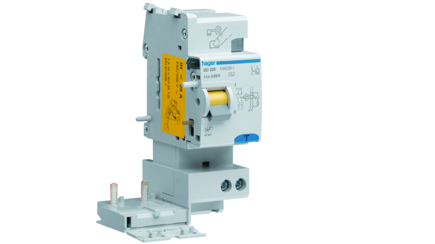 Hager BD Series RCCB, 40A, 2 Pole, 30mA, Type A-HI, 230V