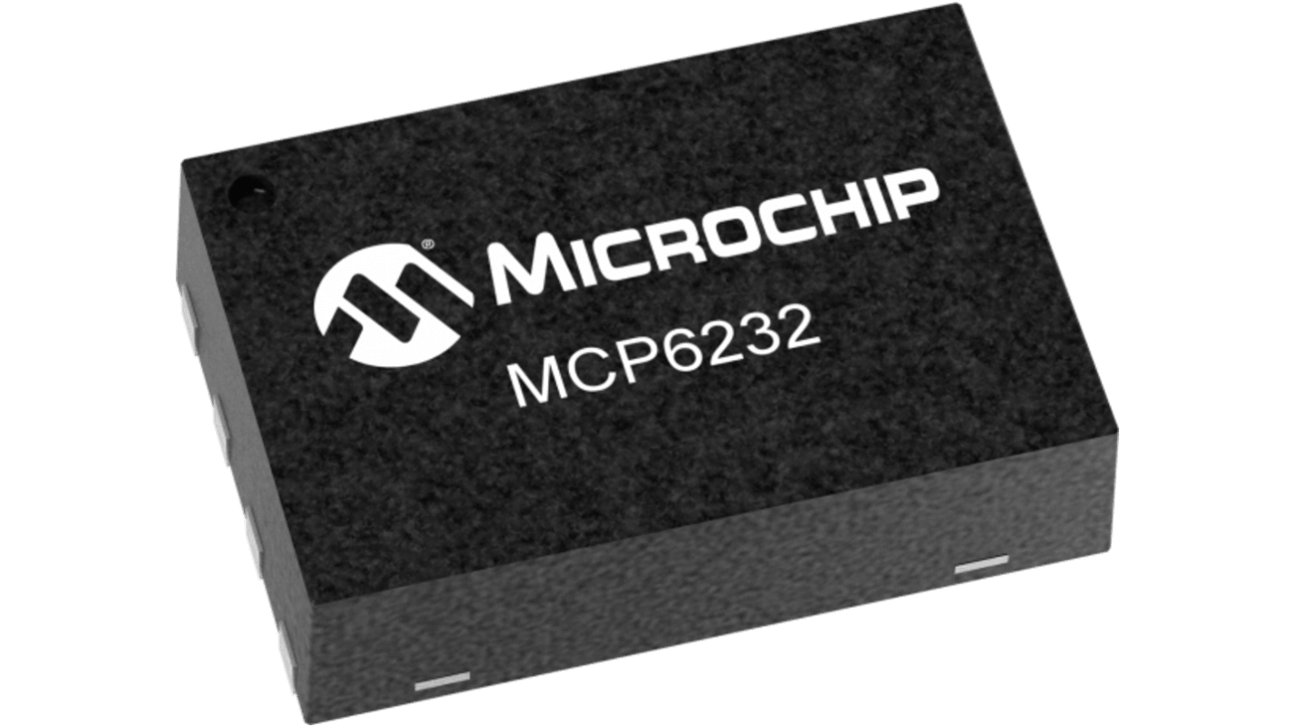 MCP6232T-E/MNY Microchip, Operational Amplifier, Op Amp, RRIO, 300kHz 300 kHz, 1.8 V, 8-Pin TDFN