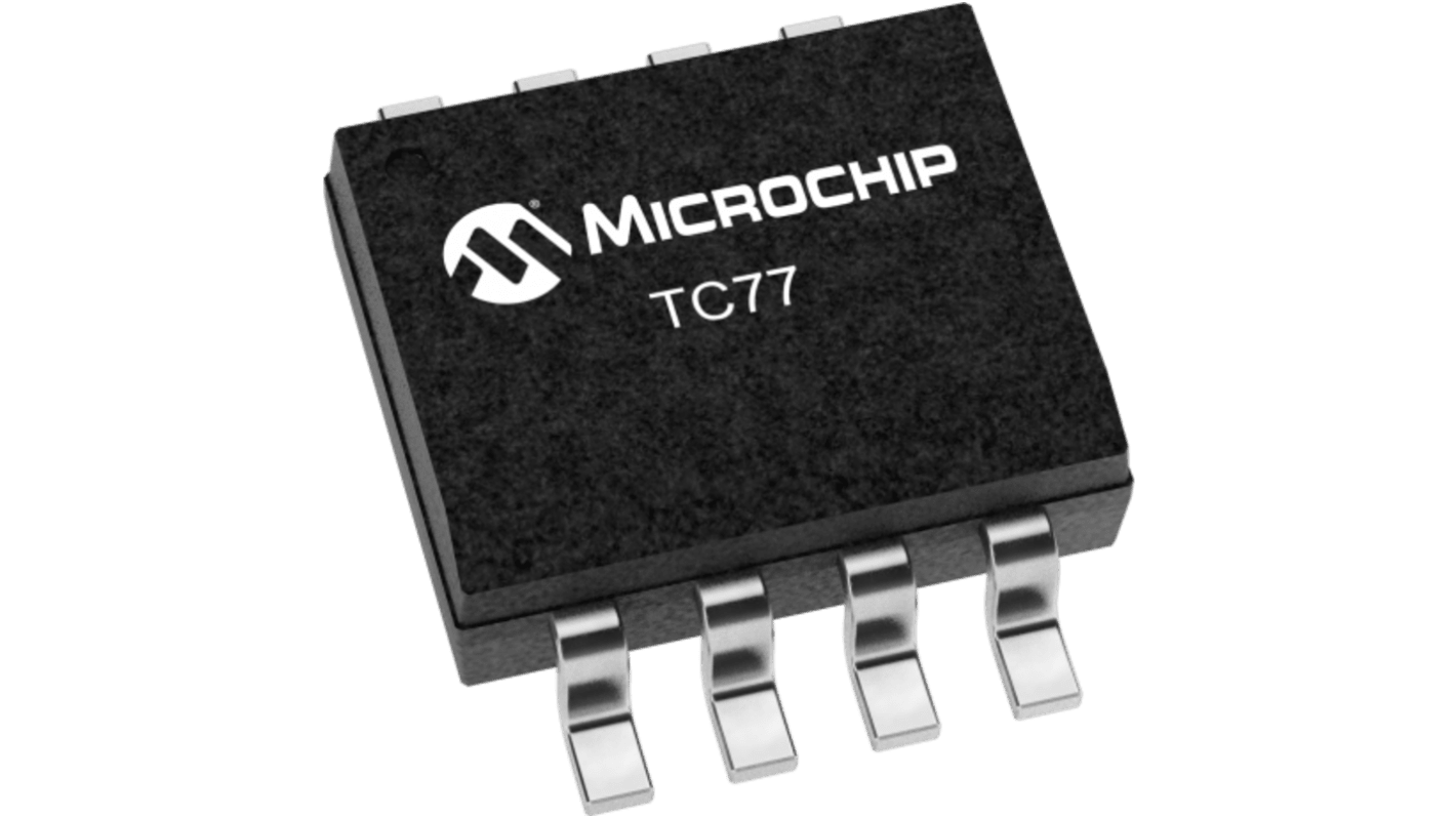 Microchip TC77 Series Temperature Sensor, Current, Voltage Output, Surface Mount, SPI, ±1°C, 8 Pins