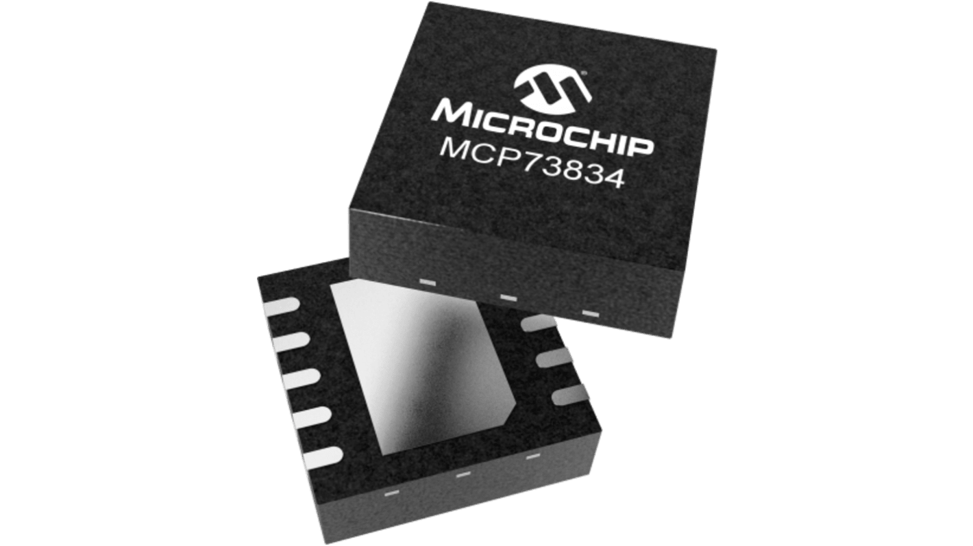 Microchip MCP73834T-FCI/MF, Battery Charge Controller IC, 3.75 → 6 V 10-Pin, DFN