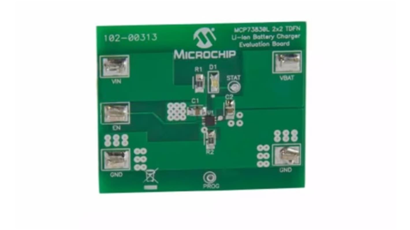 Microchip ADM00313, MCP73830L 2x2 TDFN Li-Ion Battery Charger Evaluation Board Power Monitor Development Module for