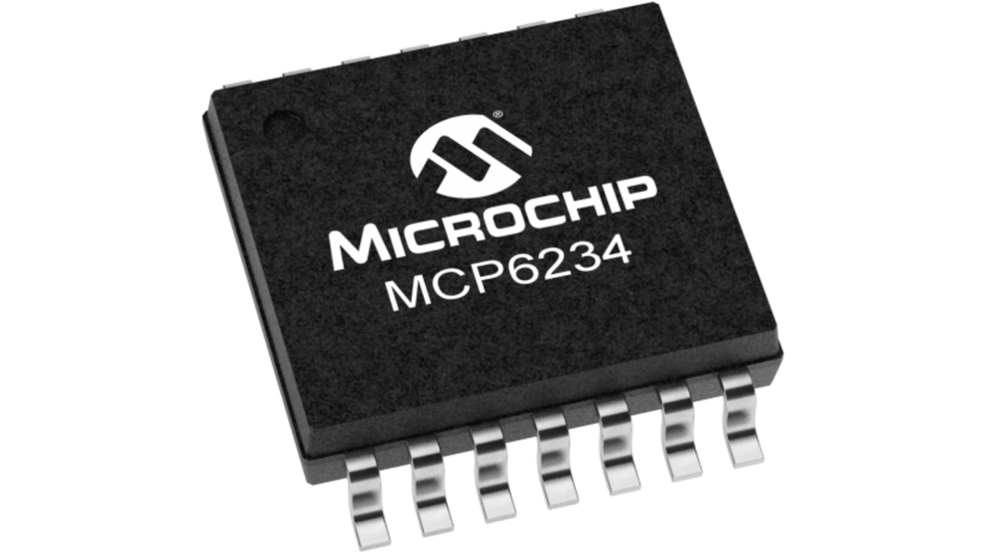 MCP6234-E/ST Microchip, Operational Amplifier, Op Amp, RRIO, 300kHz 300 kHz, 1.8 V, 14-Pin TSSOP