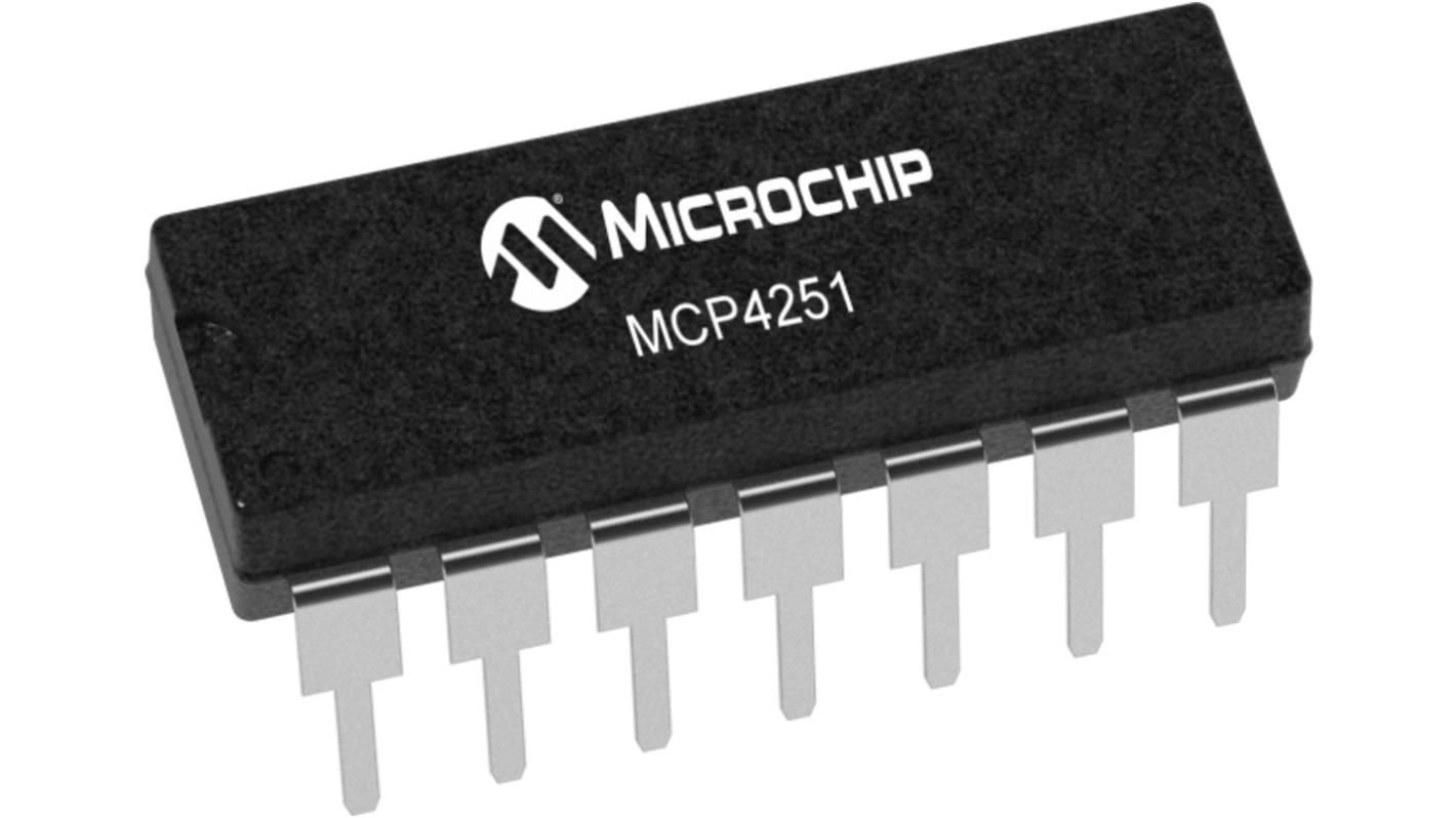 MCP4251-502E/P, Digital Potentiometer 5kΩ 8-Position Linear 2-Channel SPI 14 Pin, PDIP