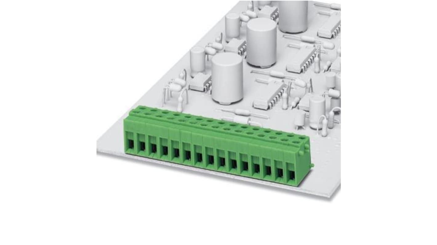 Phoenix Contact PCB Terminal Block, 1-Contact, 5mm Pitch, Wave Soldering, 1-Row, Plug In, Screw Termination