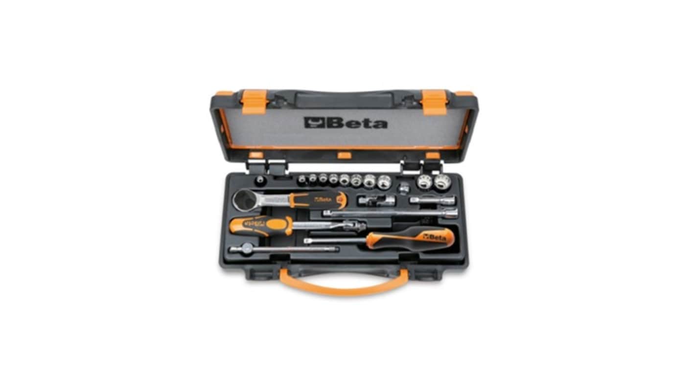 BETA 19-Piece Metric 1/4 Standard Socket Set with Ratchet, Hexagon