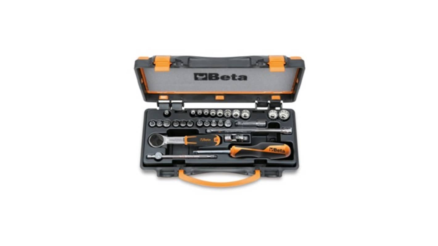 BETA 28-Piece Metric 1/4 Standard Socket Set with Ratchet, Hexagon