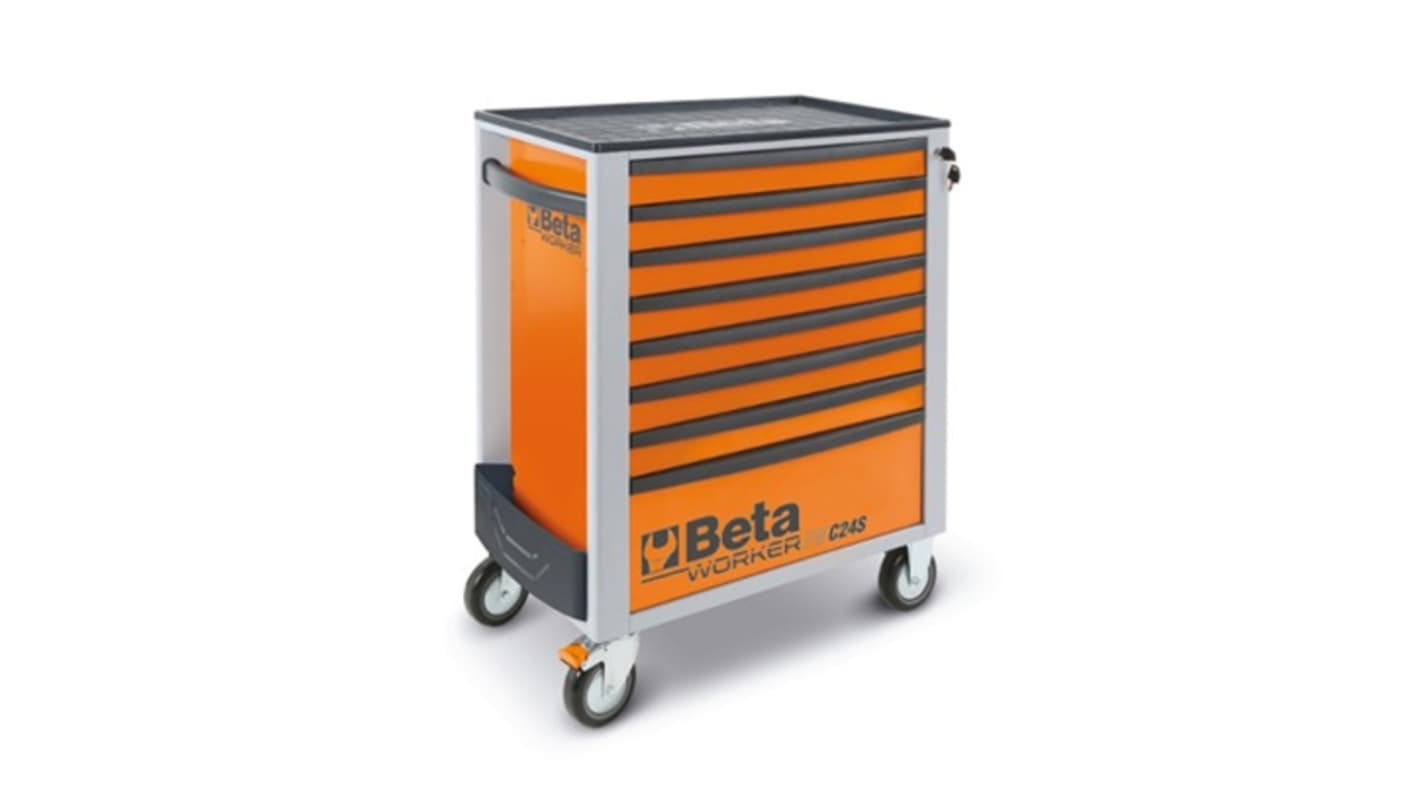 BETA 带轮滚轮机柜, 8个抽屉, 热塑性材料（工作台）制, 附带工具, 970mm长 x 775mm宽