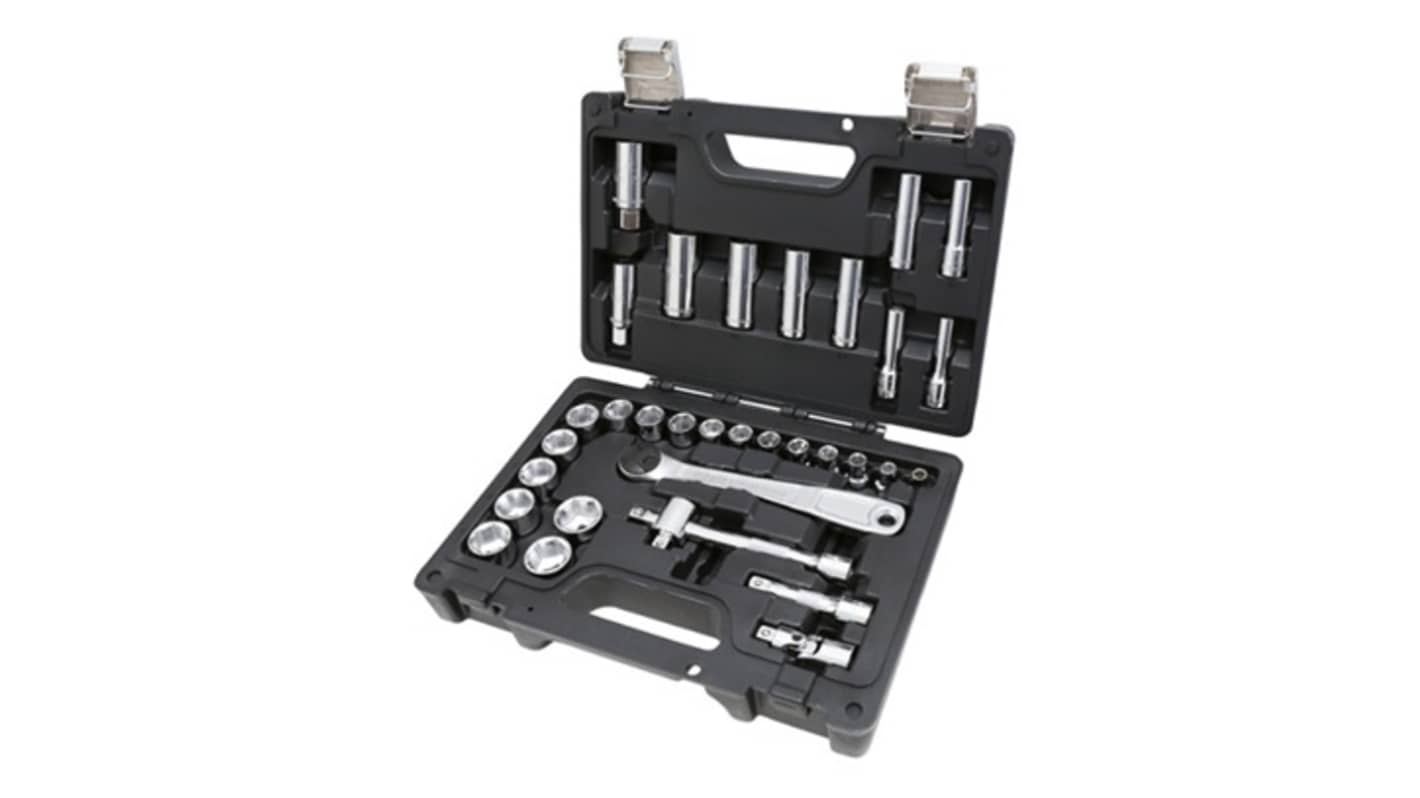 BETA 33-Piece Metric 1/2, 3/8 Standard Socket Set with Ratchet, Hexagon