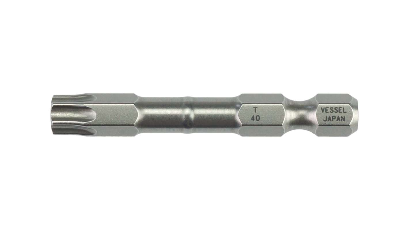 Vessel Hexagon Screwdriver Bit, 50 mm Tip, 1/4 in Drive, Hex Drive, 50 mm Overall