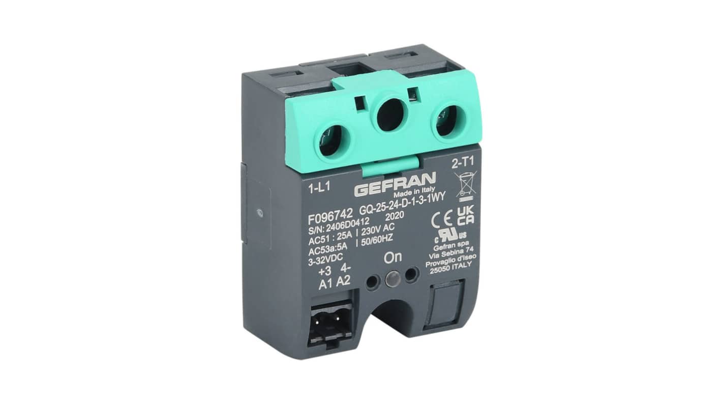 Gefran GQ Series Solid State Relay, 75 A Load, Surface Mount, 600 V ac Load, 32 V ac/dc Control