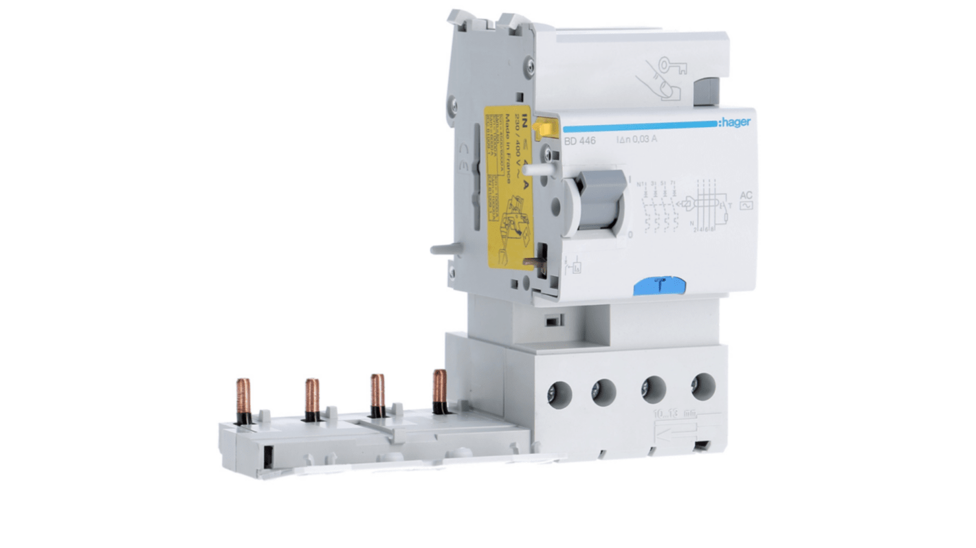Hager BD RCCB, 40A, 4P Pole, 30mA, Type AC