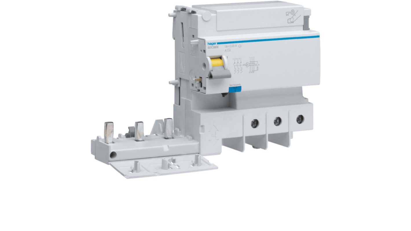 Hager BDC RCCB, 125A, 3P Pole, 30mA, Type AC