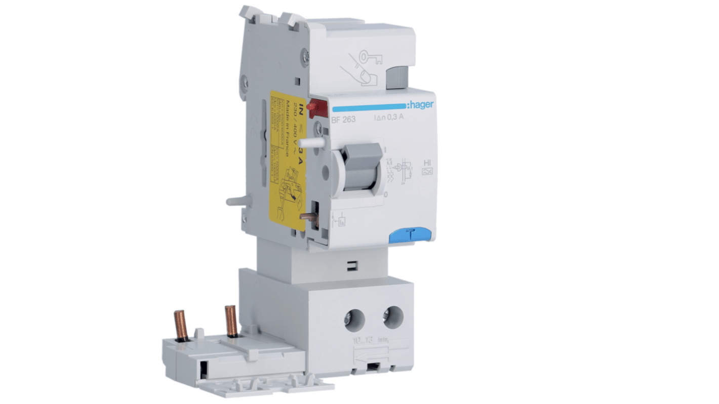 Hager BF RCCB, 63A, 2P Pole, 300mA, Type A