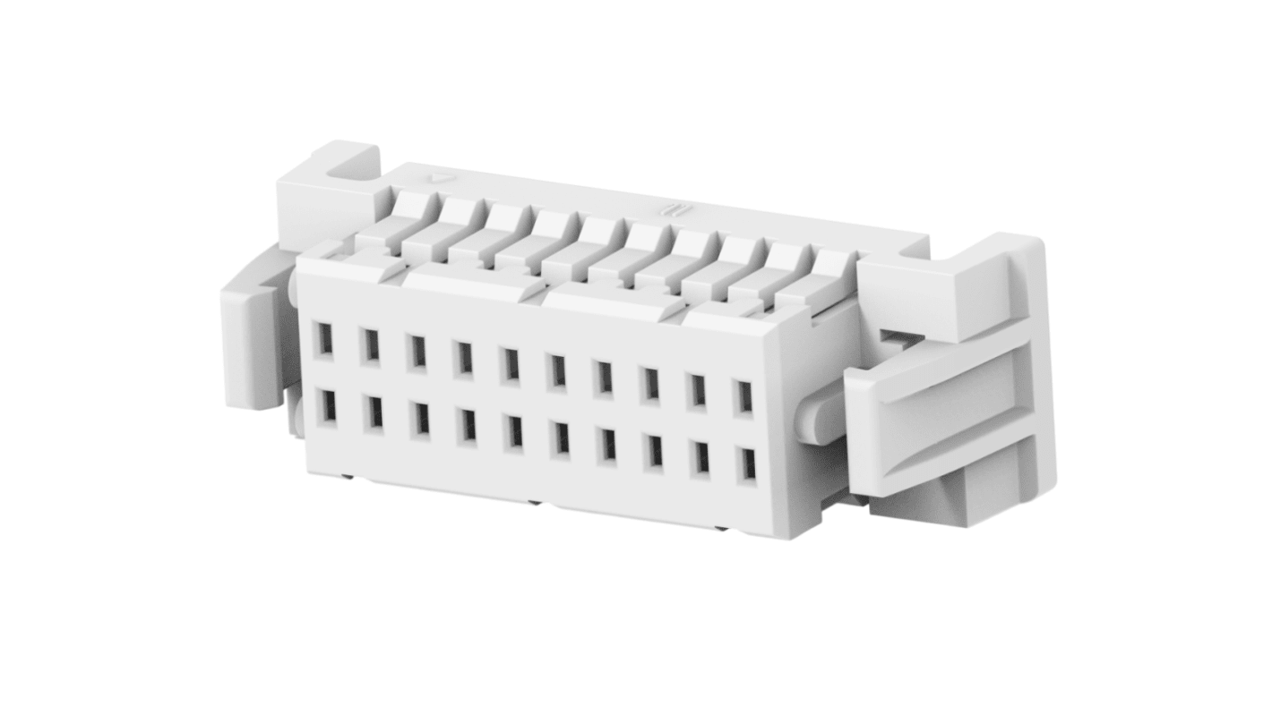 TE Connectivity 2484142 Series Straight Cable Mount PCB Socket, 20-Contact, 2-Row, 1mm Pitch, Crimp Termination