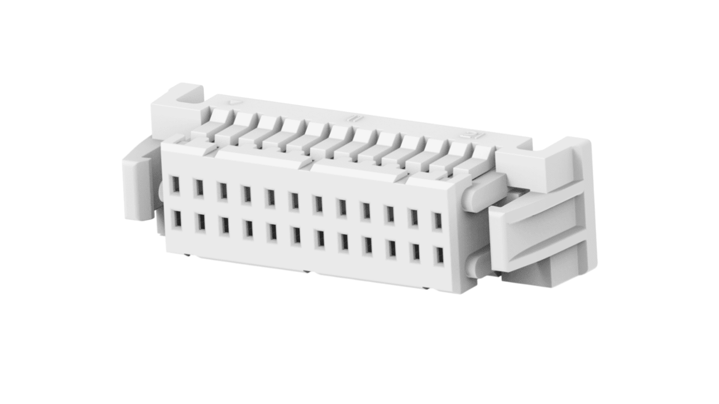 TE Connectivity 2484142 Series Straight Cable Mount PCB Socket, 24-Contact, 2-Row, 1mm Pitch, Crimp Termination