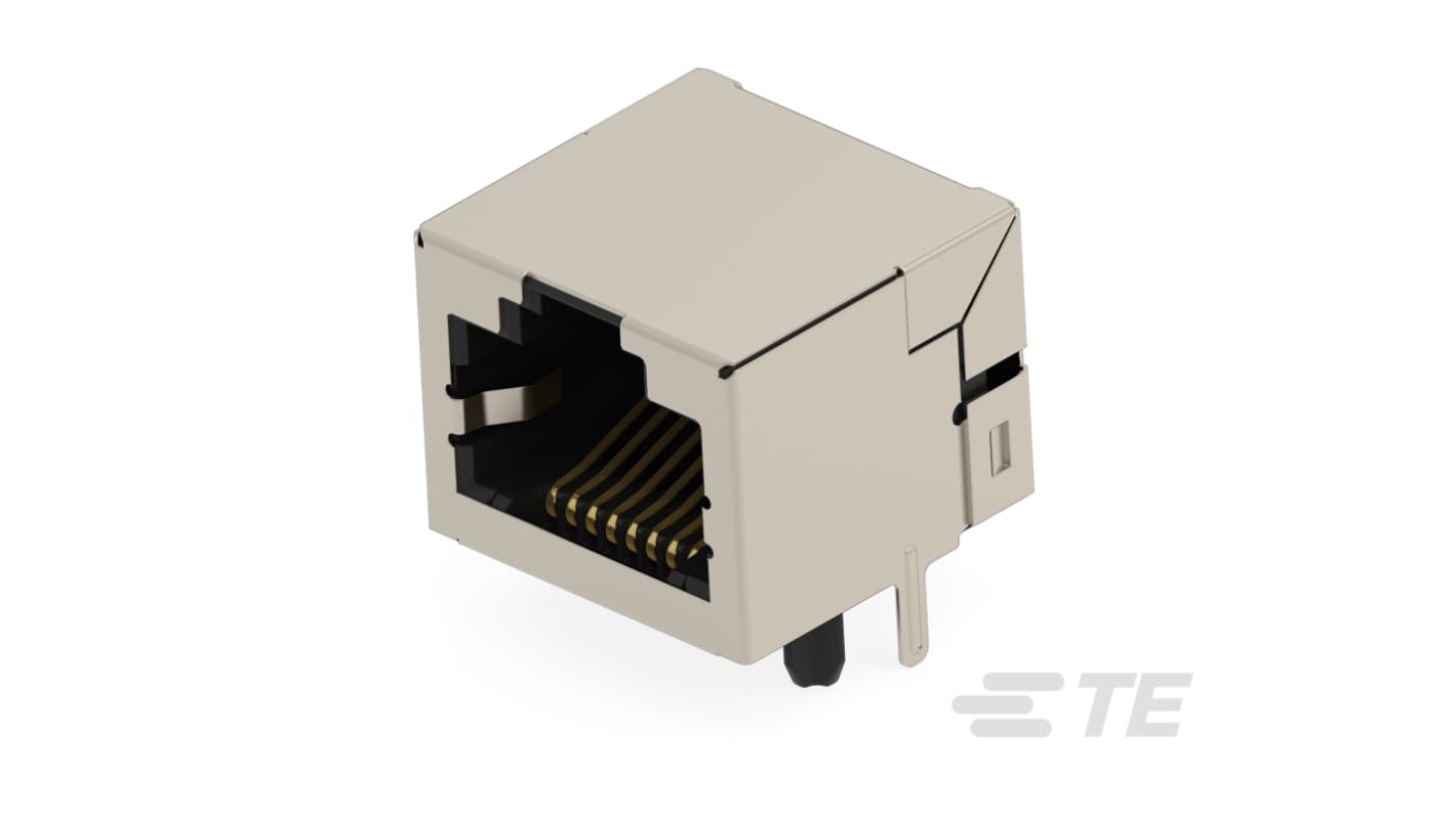 TE Connectivity 25015 Series Female Ethernet Connector, Through Hole, Cat5e Right Angle 1 Port 8 -Way