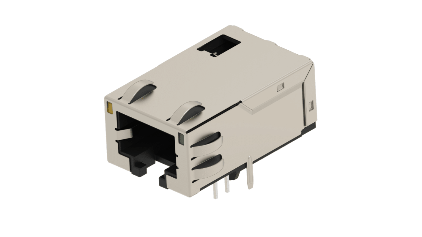 TE Connectivity 24890 Series Female Ethernet Connector, Hole Mount, Cat6a Right Angle 1 Port 8 -Way