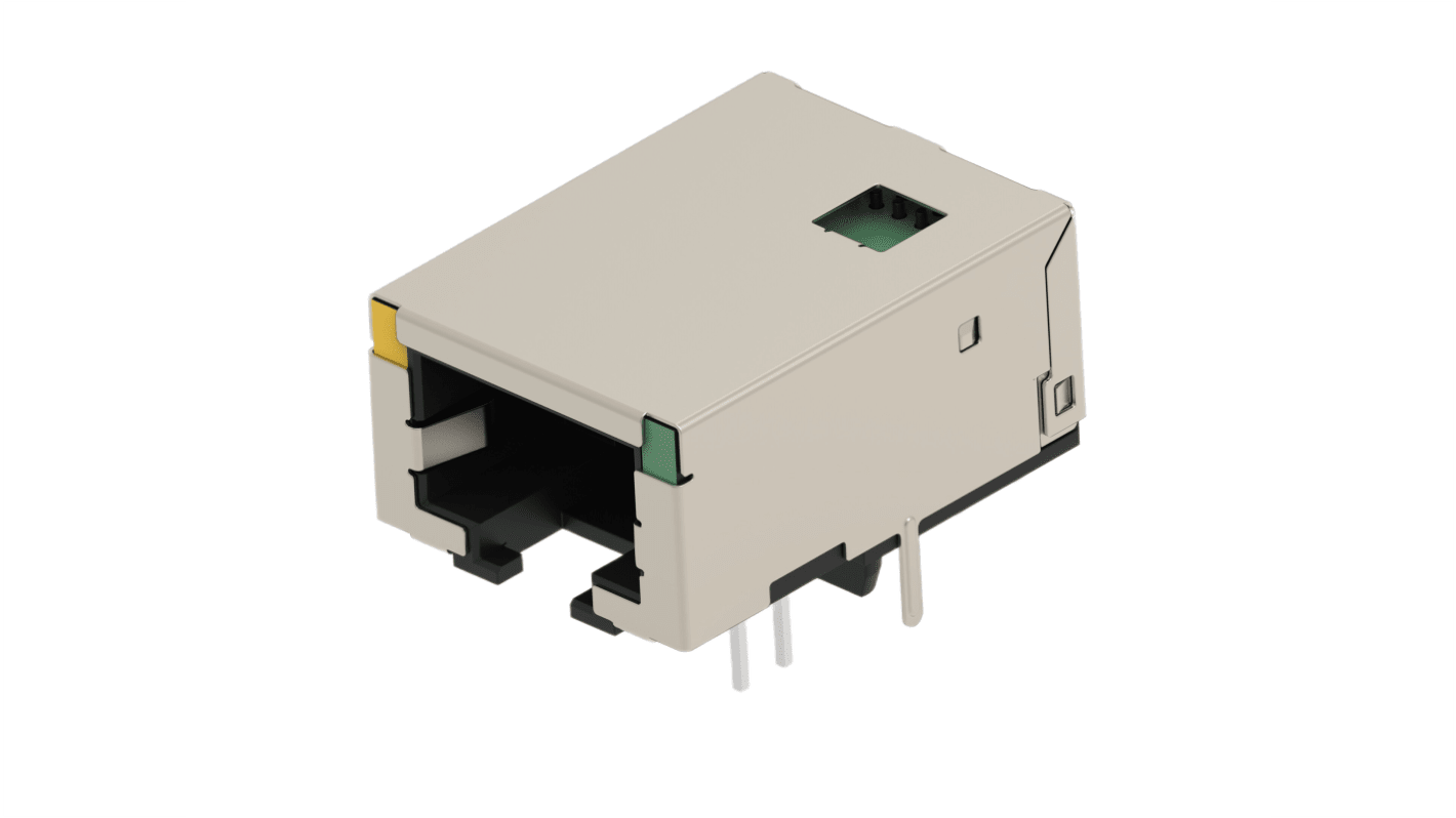 TE Connectivity 24890 Series Female Ethernet Connector, Hole Mount, Cat6a Right Angle 1 Port 8 -Way
