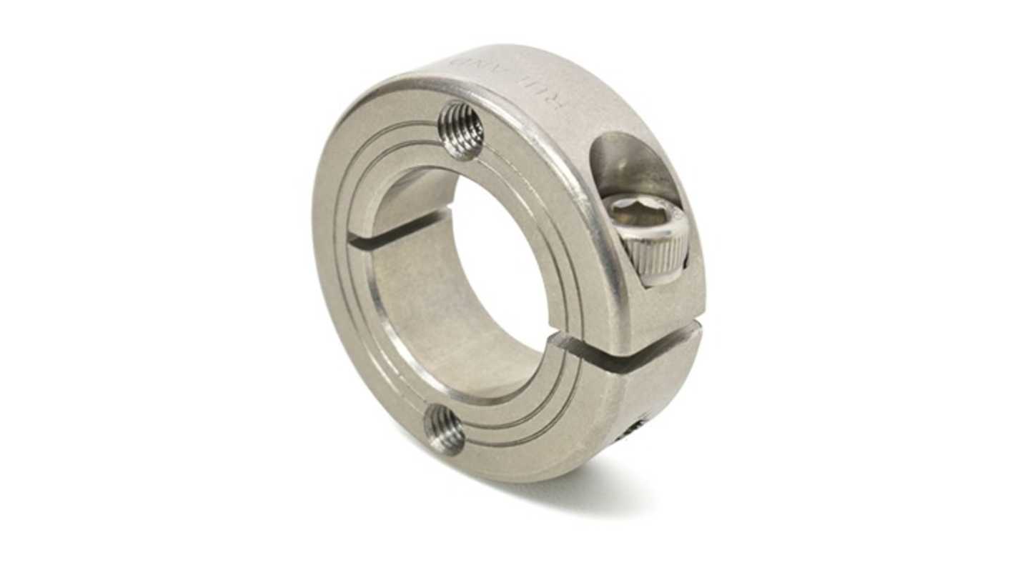 Ruland Collar, One Piece, Clamp Screw, Bore 38mm, OD 60mm, W 15mm, Stainless Steel