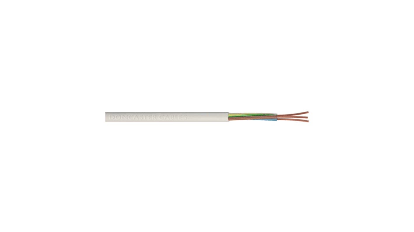 RS PRO Power 0.75 mm² 3 Core Power Cable, White Polyvinyl Chloride PVC, 50m