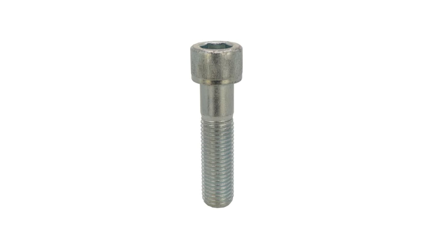 RS PRO Clear Passivated, Zinc Carbon Steel Hex Screw, DIN 912, ISO 898-1, M4 x 50mm