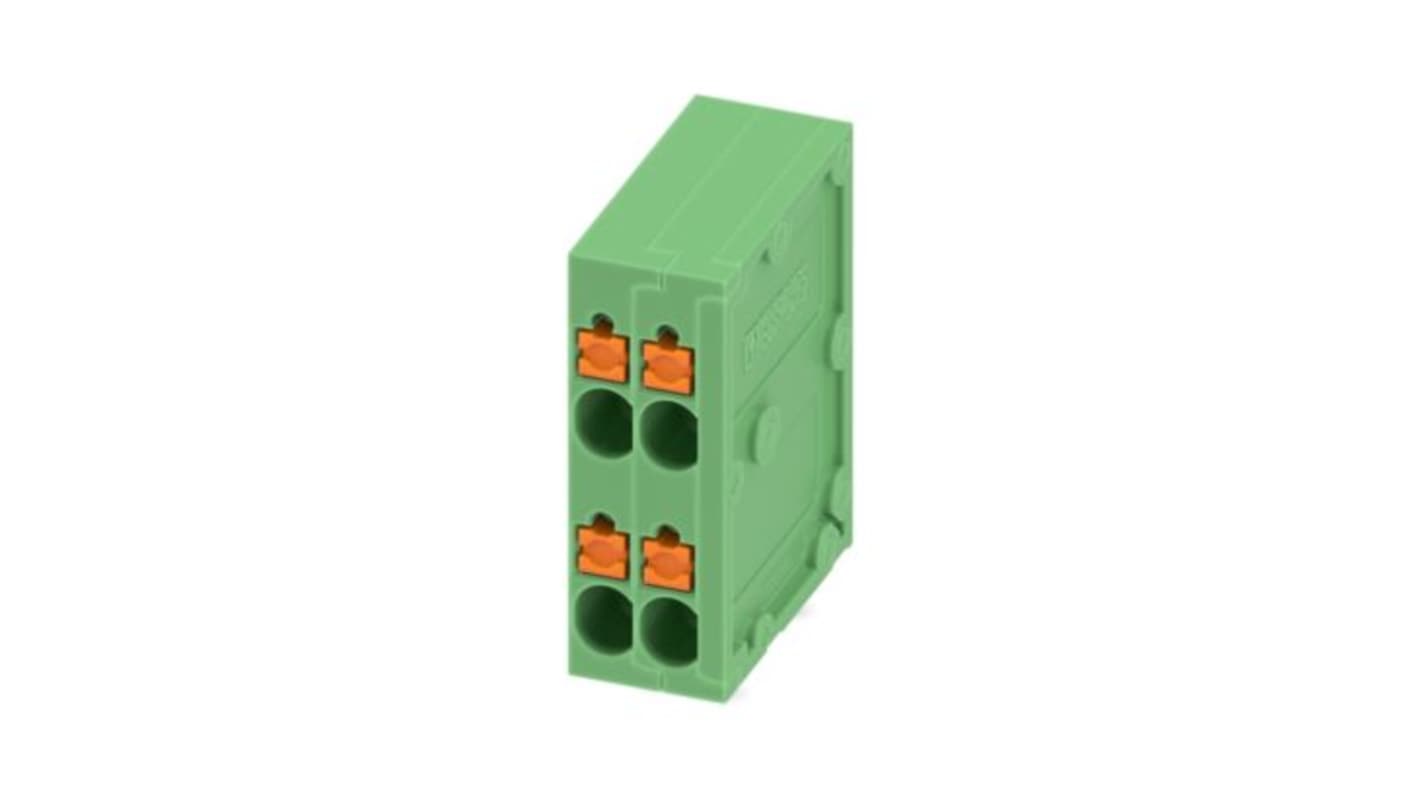 Phoenix Contact PCB Terminal Block, 2-Contact, 3.5mm Pitch, Wave Soldering, 1-Row, Push In Spring Termination