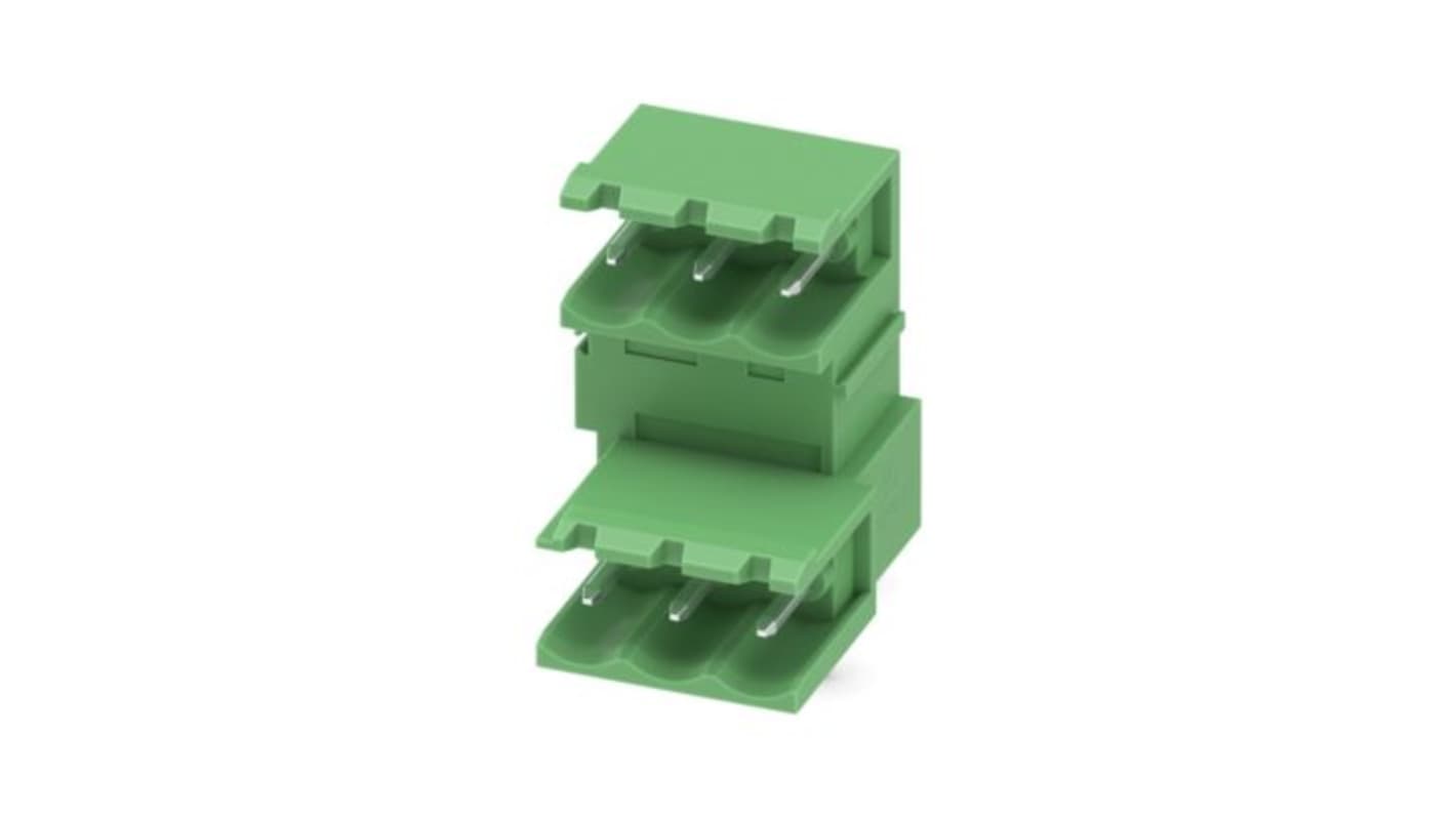 Phoenix Contact Right Angle Solder Mount PCB Header, 6 Contact(s), 5mm Pitch, 2 Row(s), Shrouded