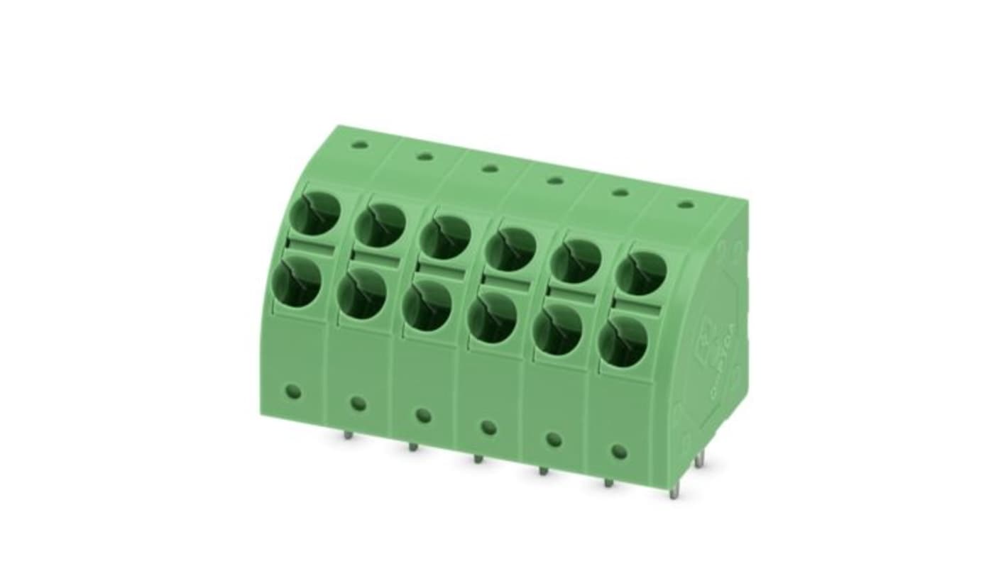 Phoenix Contact PCB Terminal Block, 6-Contact, 5mm Pitch, Wave Soldering, 1-Row, Push In Spring Termination