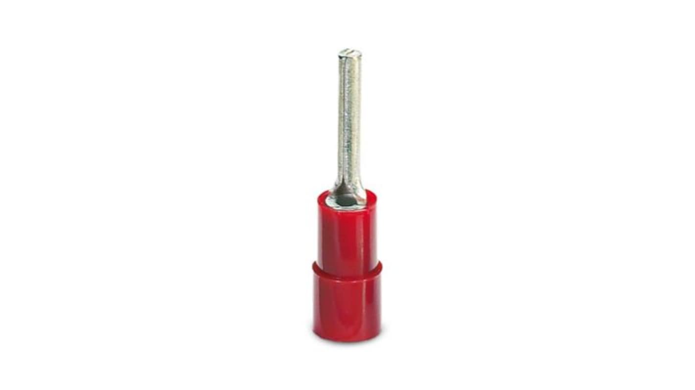 Phoenix Contact Hooked Insulated Blade terminal plug 21.5mm Blade Length, 16AWG to 22AWG, Red