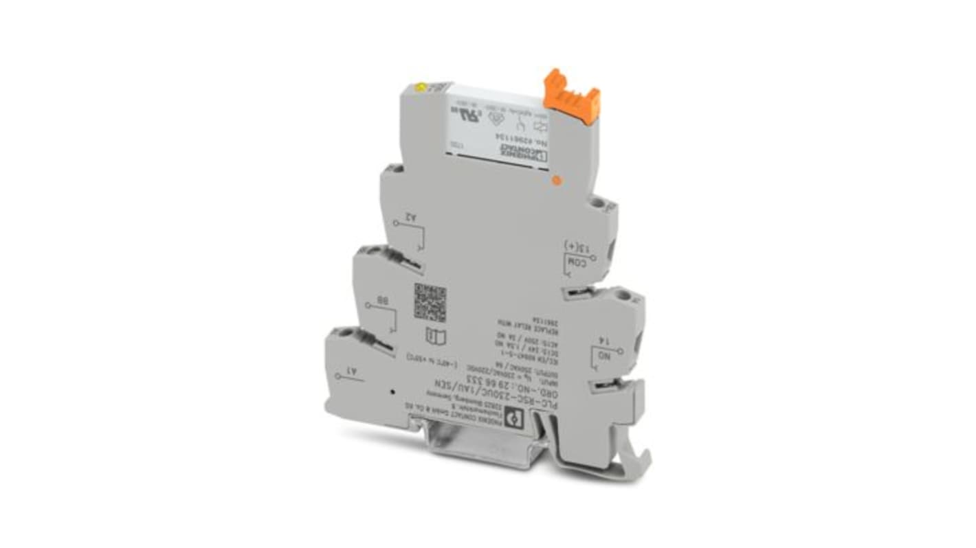 Phoenix Contact 继电器模块, 230V 交流线圈, SPST触点, DIN导轨安装
