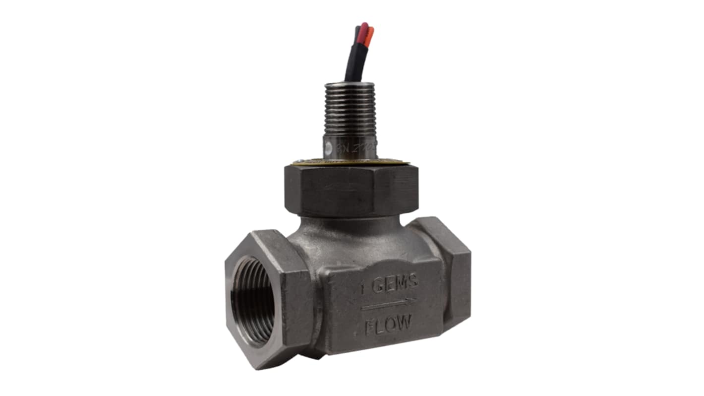 Gems Sensors FS-200 Series Brass Inline Flow Flow Sensor for Liquid, 4 GPM Max
