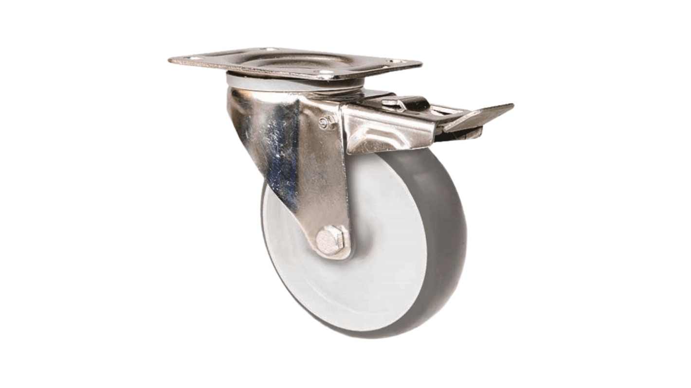 Guitel Hervieu Braked Swivel Castor Wheel, 80kg Capacity, 100mm Wheel