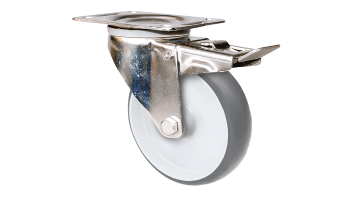 Guitel Hervieu Braked Swivel Castor Wheel, 100kg Capacity, 125mm Wheel