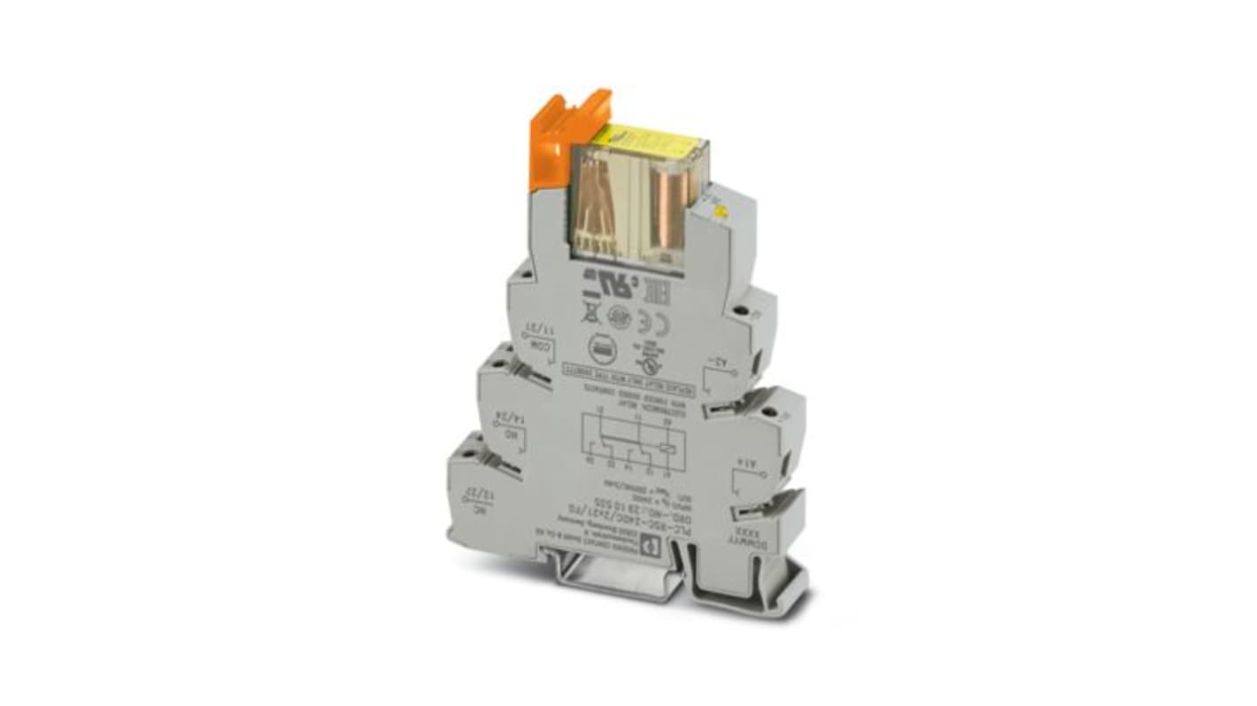 Phoenix Contact Relay Module, DIN Rail Mount, 24V dc Coil, DPDT