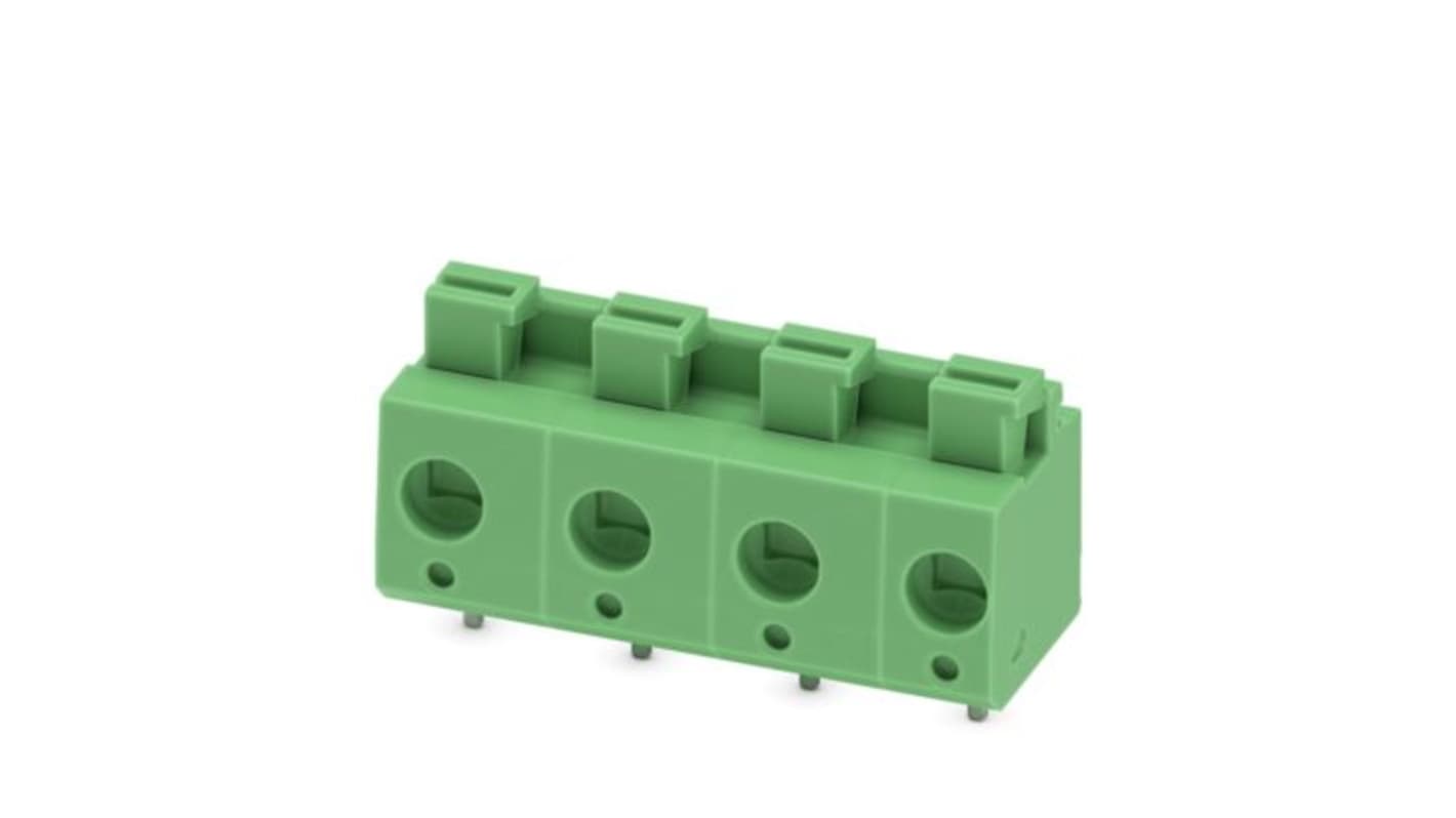 Phoenix Contact PCB Terminal Block, 4-Contact, 7.5mm Pitch, Wave Soldering, 1-Row, Push In Spring Termination